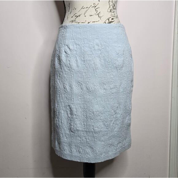 B.Moss Women's Knee Length Pencil Skirt Light Blue Fully Lined Size 8 - Picture 1 of 7